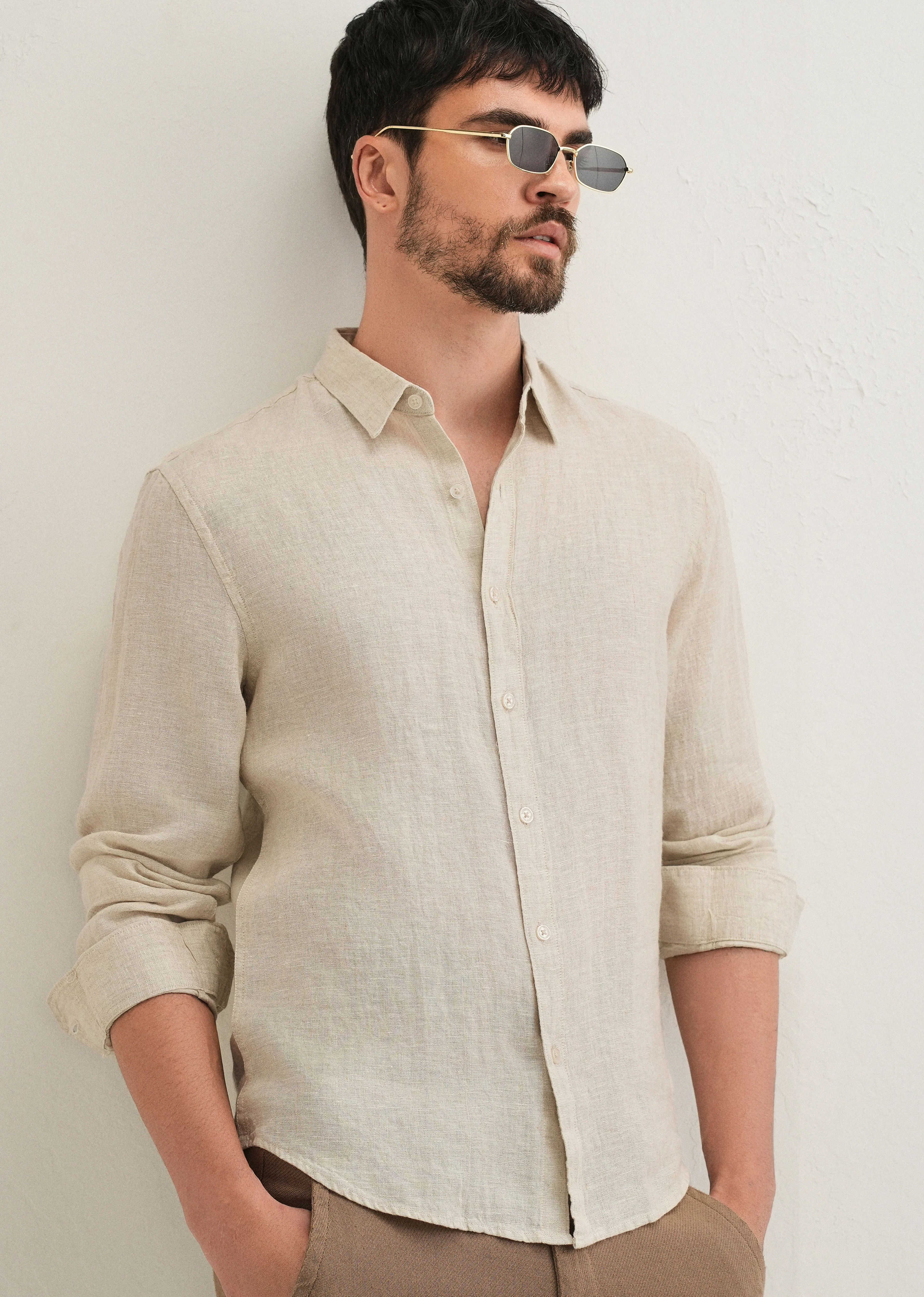 Light Beige Pure Linen Shirt