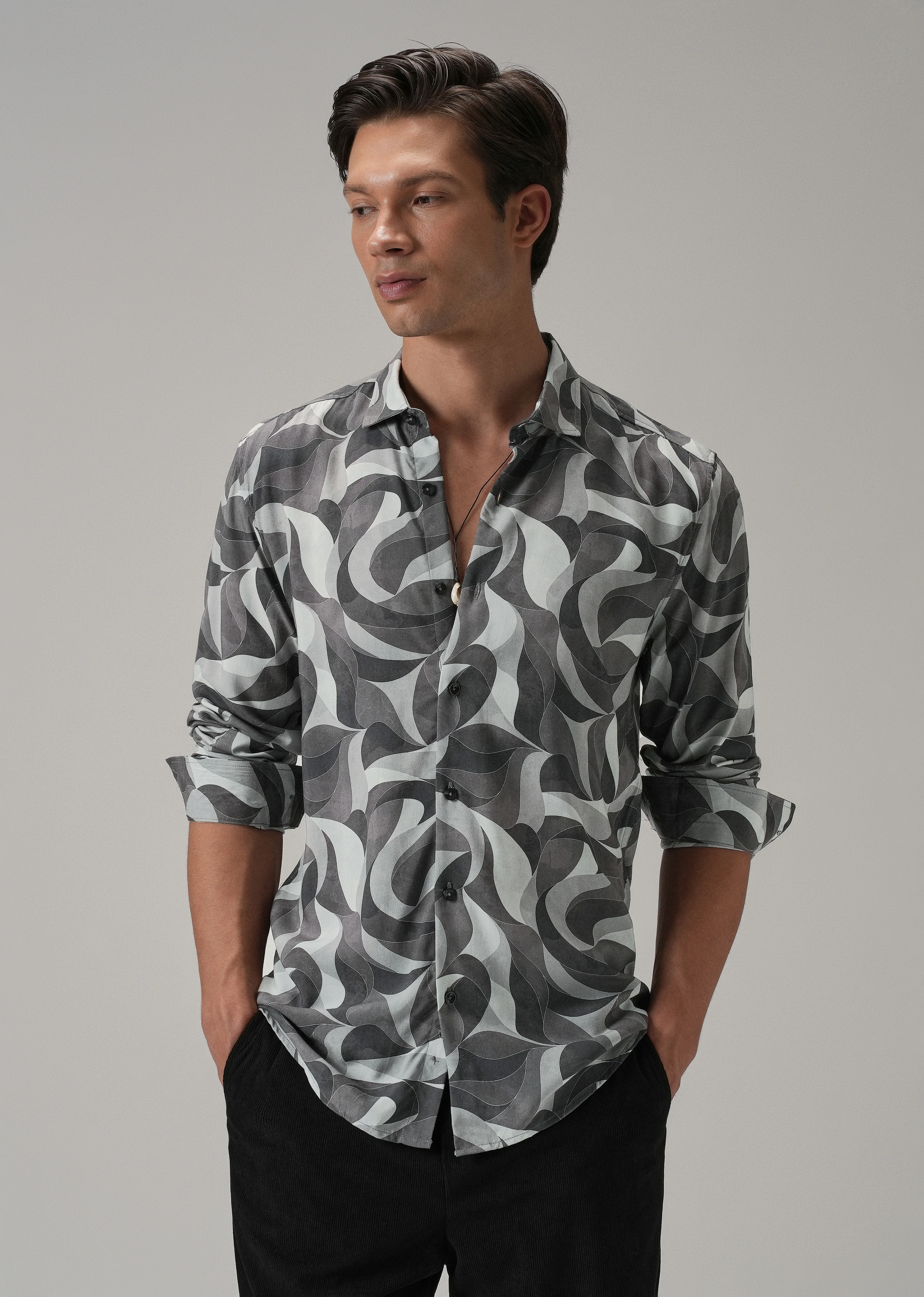 Dusky Violet Swirl Printed Shirt