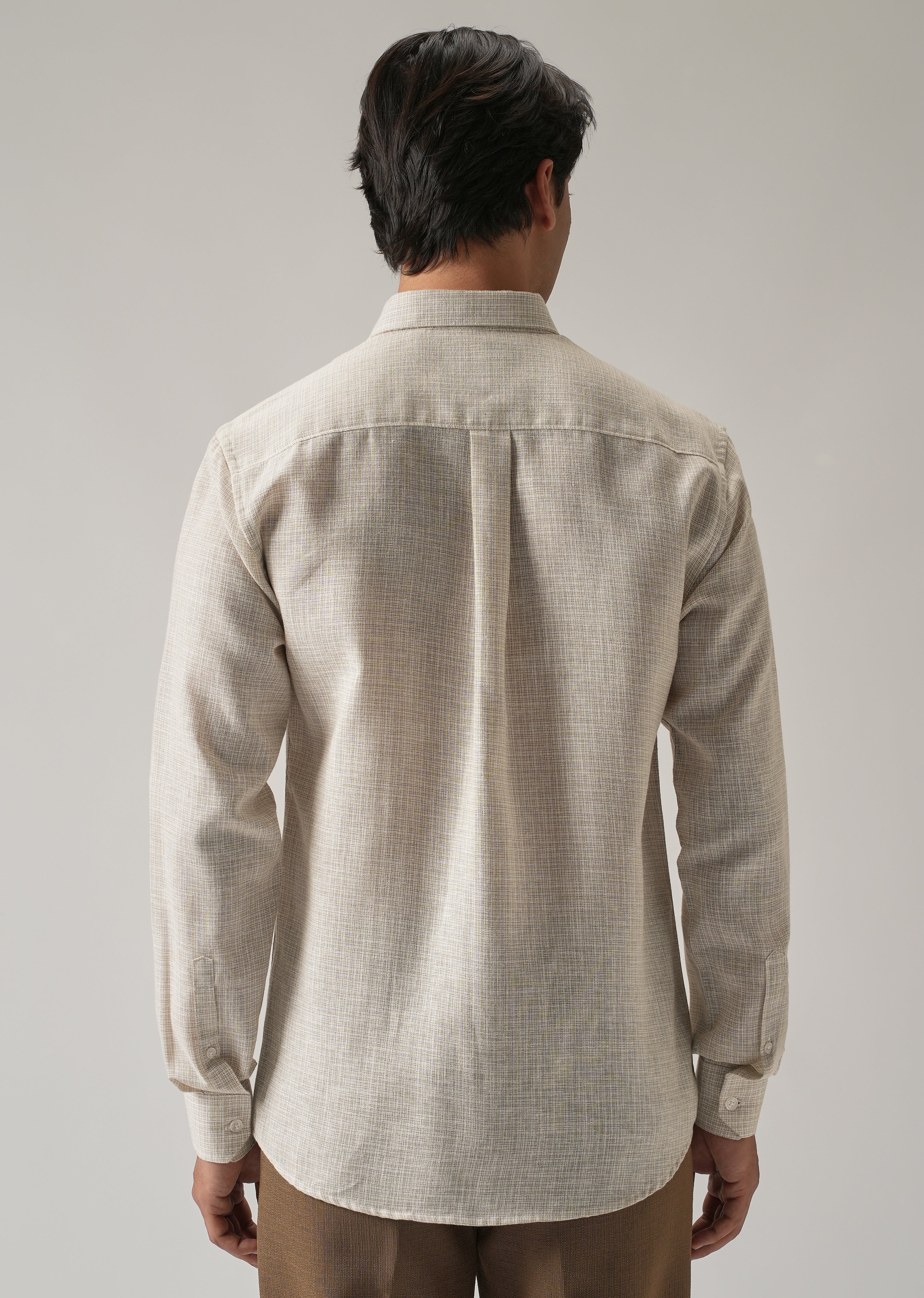 Ecru Beige Blended Linen shirt - Image 2