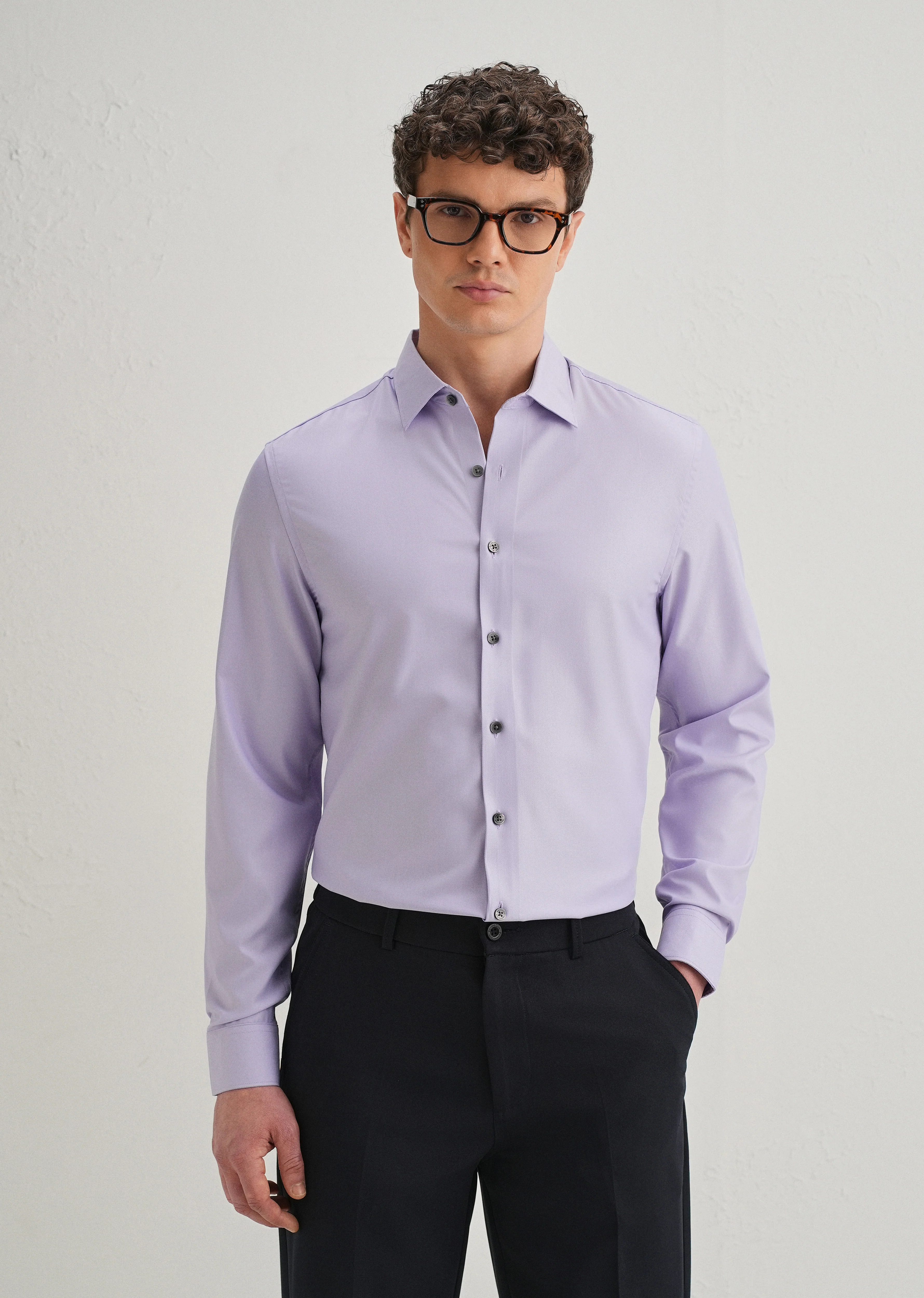 Lavender Stitchless Placket Premium Wrinkle-Free Shirt
