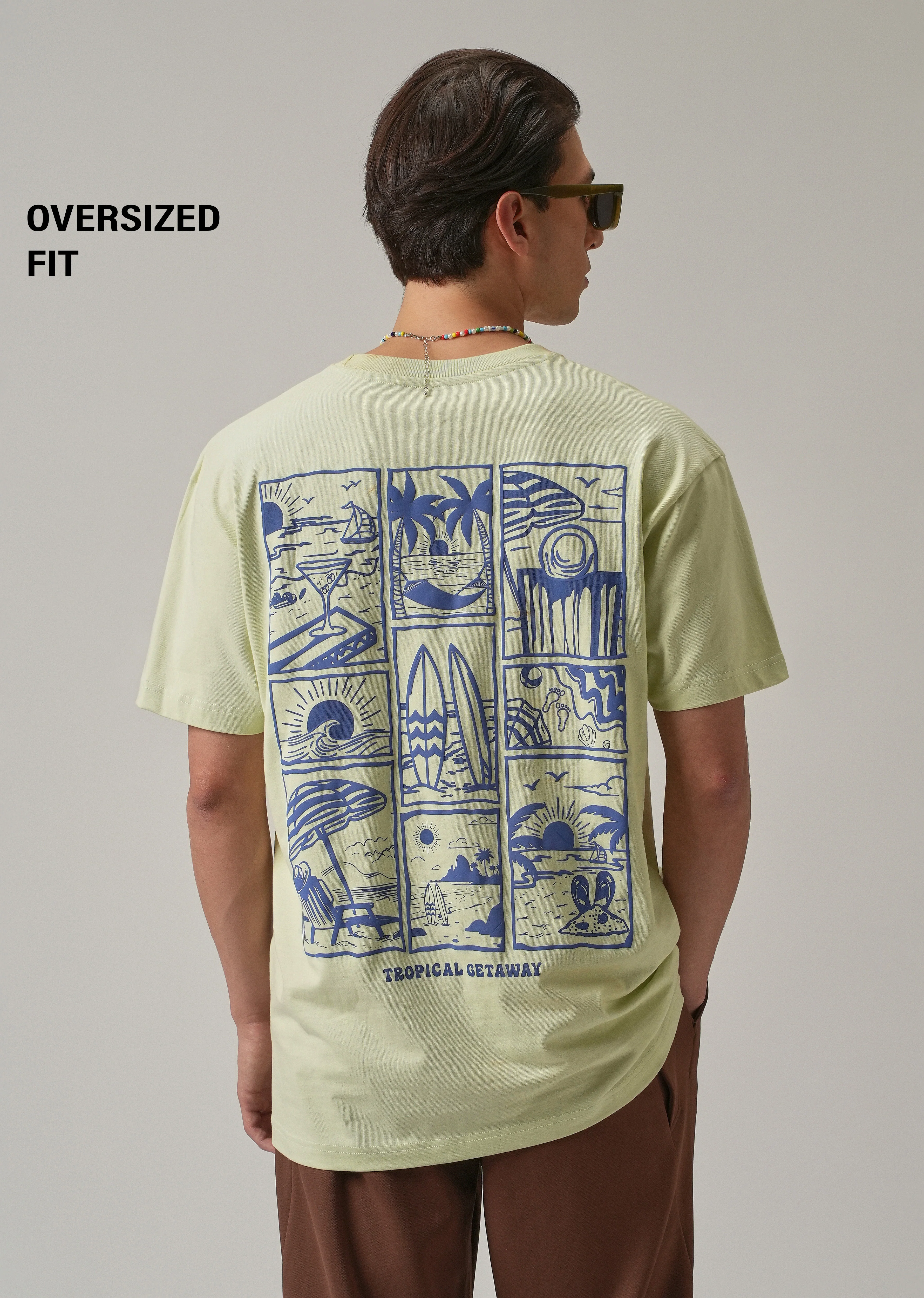 Light Green Back Printed Oversized T-Shirt