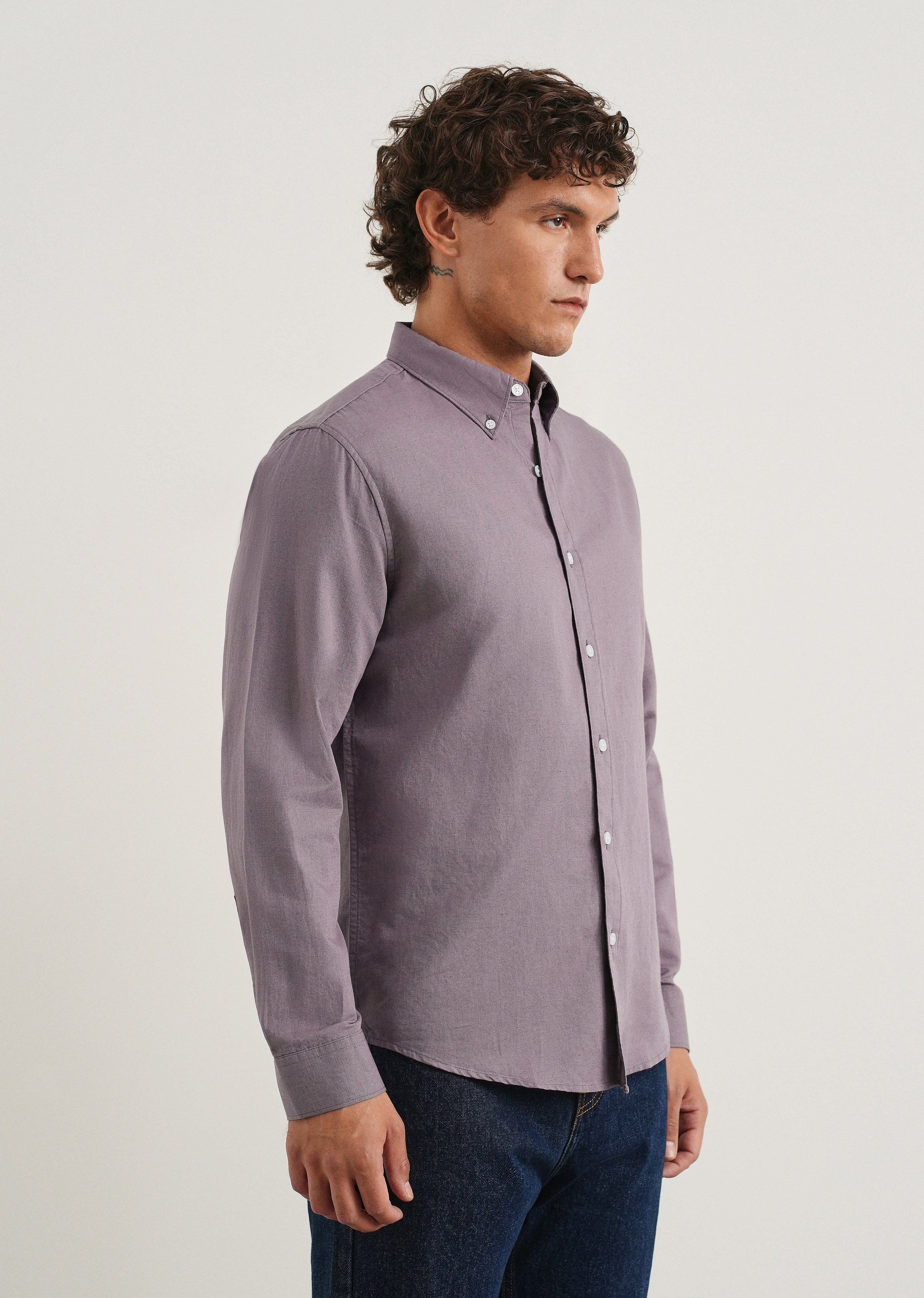 Lilac Cotton Linen Shirt - Image 4