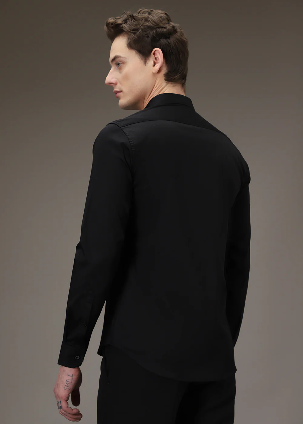 Line Needle Work Black Designer Shirt - Image 4